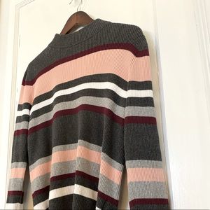 Mockneck Striped Sweater